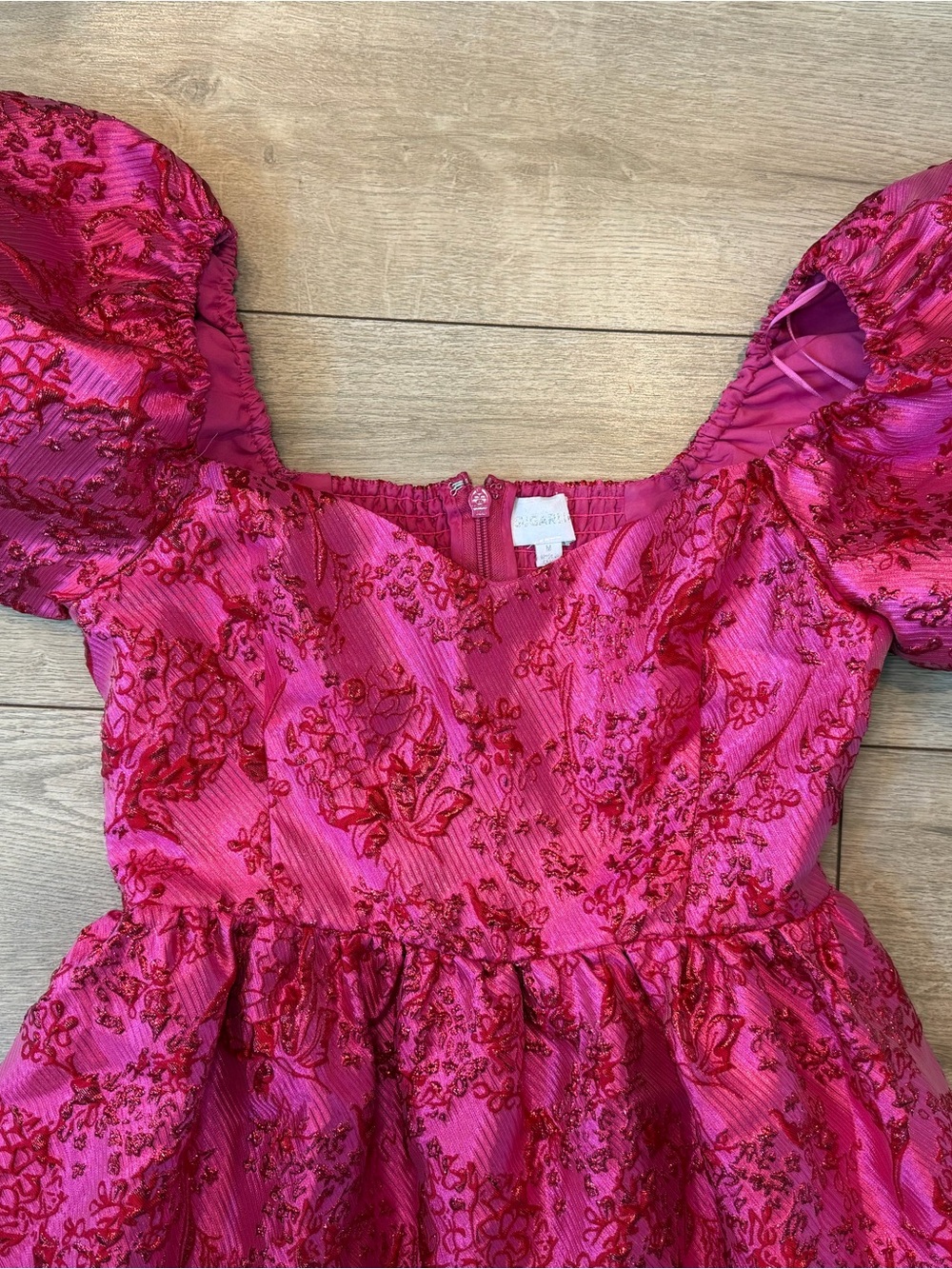 Sugarlips Danica Jacquard Alessi Puff Sleeve Midi Dress - Picture 5 of 7